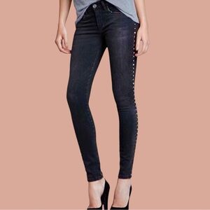 BlankNYC ‘Faded Black Silver Studded Stretch Denim Skinny Jeans’ Size 29